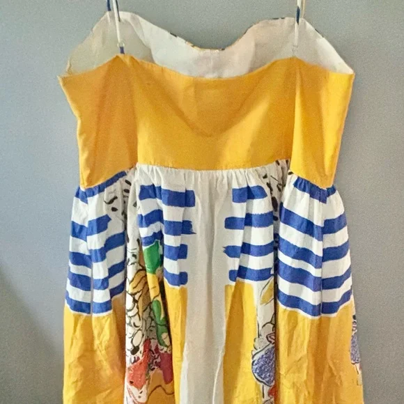 Zara Yellow Dress with Fruit and Stripe Design - Picture 3 of 4